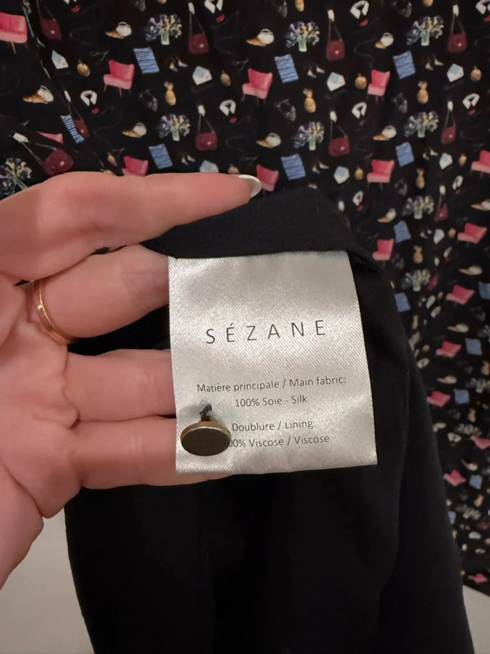 Sezane x Le Bon Marche Rive Gauche Silk Aimee Printed Shift Dress Size 36 US S